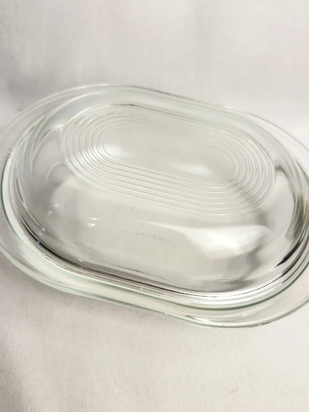 Pyrex Corning Clear Glass Oval Refrigerator Dish with Lid Vintage Kitchenware
